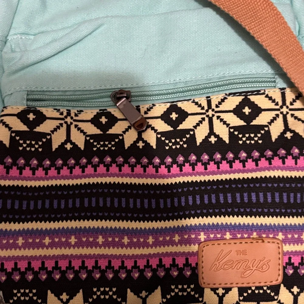 Mint Green and Patterned Crossbody Bag - Picture 2 of 5
